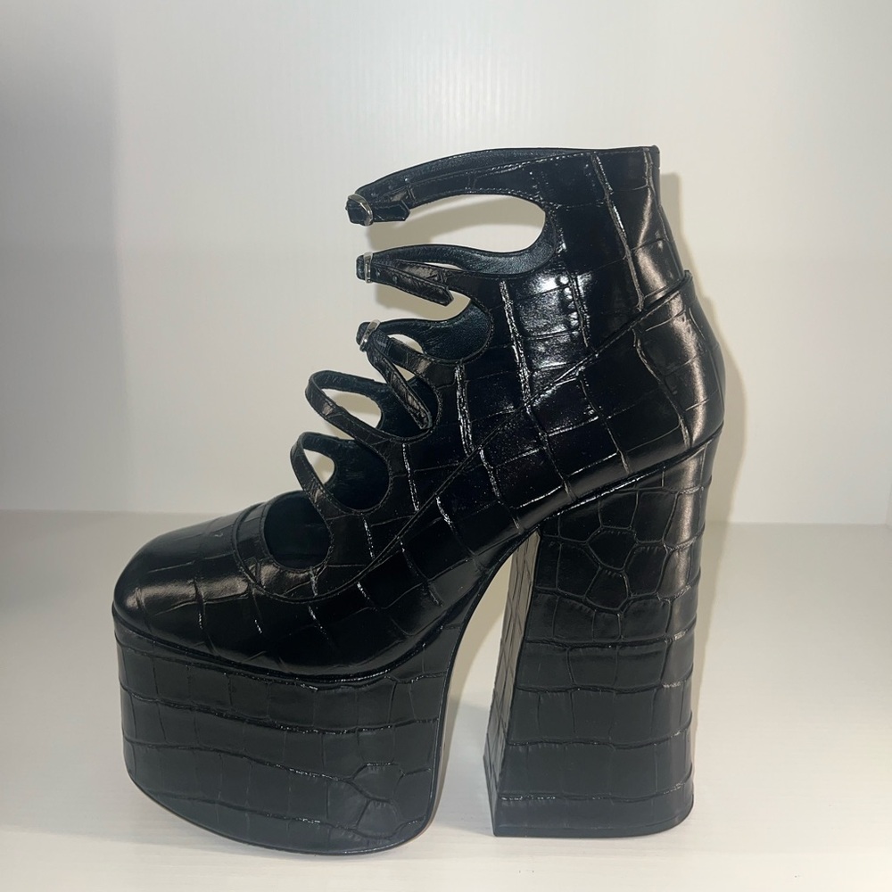 Marc Jacobs Black Croc-Embossed Heeled Boots